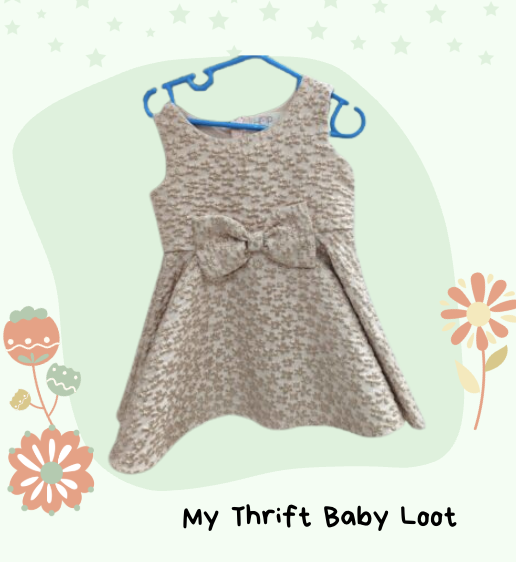 Preloved peach and gold party wear dress (1-2 years)